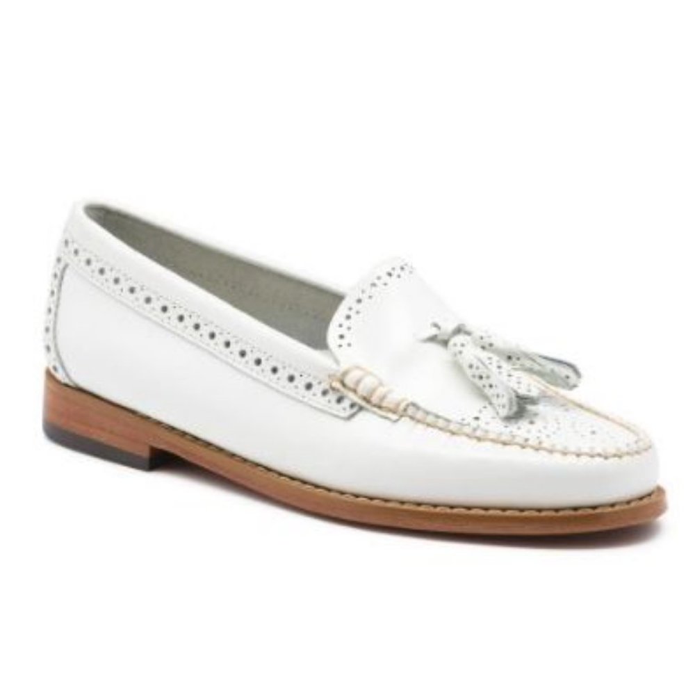 G.H. Bass & Co. White Leather Tassel Loafers